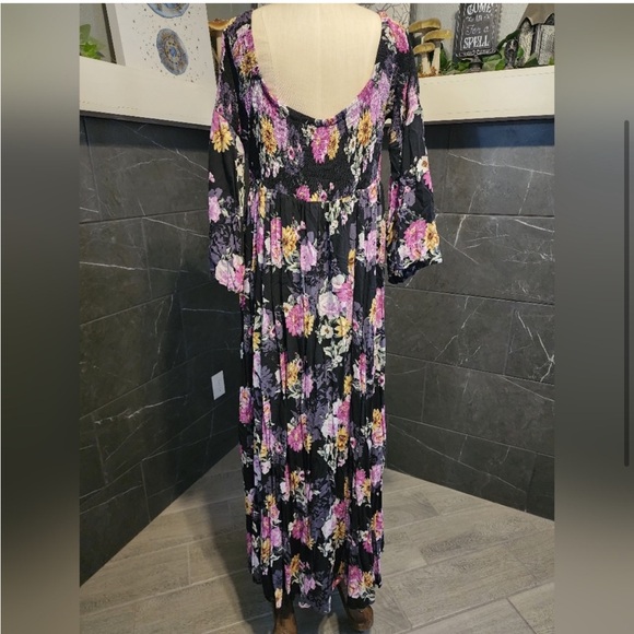 torrid Floral Black Pink Floral Figure Flattering Billowy Skirt Challis Dress 2X - Picture 6 of 16
